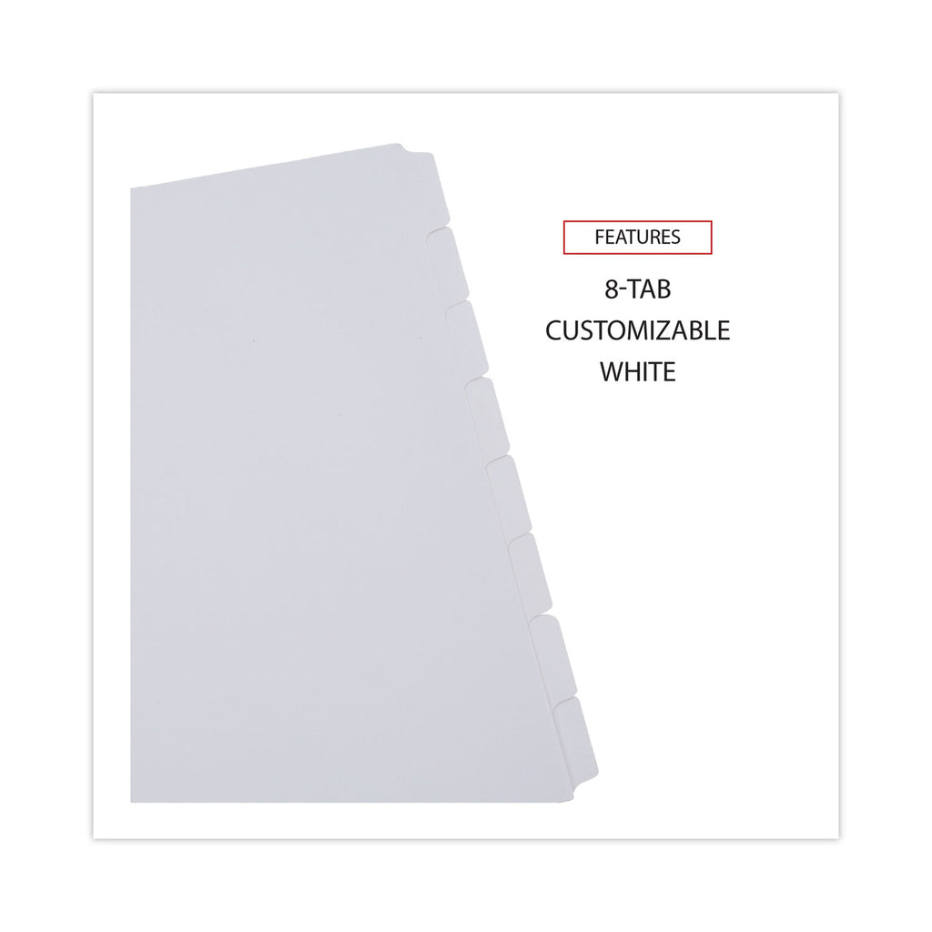 Deluxe Write-On/Erasable Tab Index, 8-Tab, 11 x 8.5, White, White Tabs, 1 Set - 