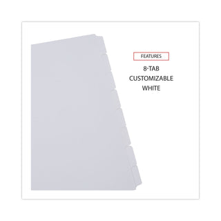 Deluxe Write-On/Erasable Tab Index, 8-Tab, 11 x 8.5, White, White Tabs, 1 Set - 