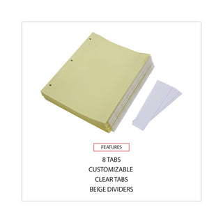 Insertable Tab Index, 8-Tab, 11 x 8.5, Buff, Clear Tabs, 24 Sets - 