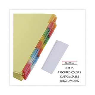 Deluxe Extended Insertable Tab Indexes, 8-Tab, 11 x 8.5, Buff, Assorted Tabs, 24 Sets - 