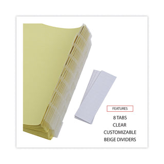 Deluxe Extended Insertable Tab Indexes, 8-Tab, 11 x 8.5, Buff, Clear Tabs, 24 Sets - 