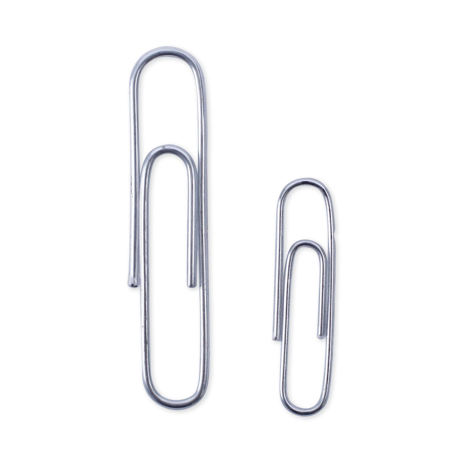 plastic-coated-paper-clips-with-two-compartment-dispenser-tub-750-#2-clips-250-jumbo-clips-silver_unv21001 - 1