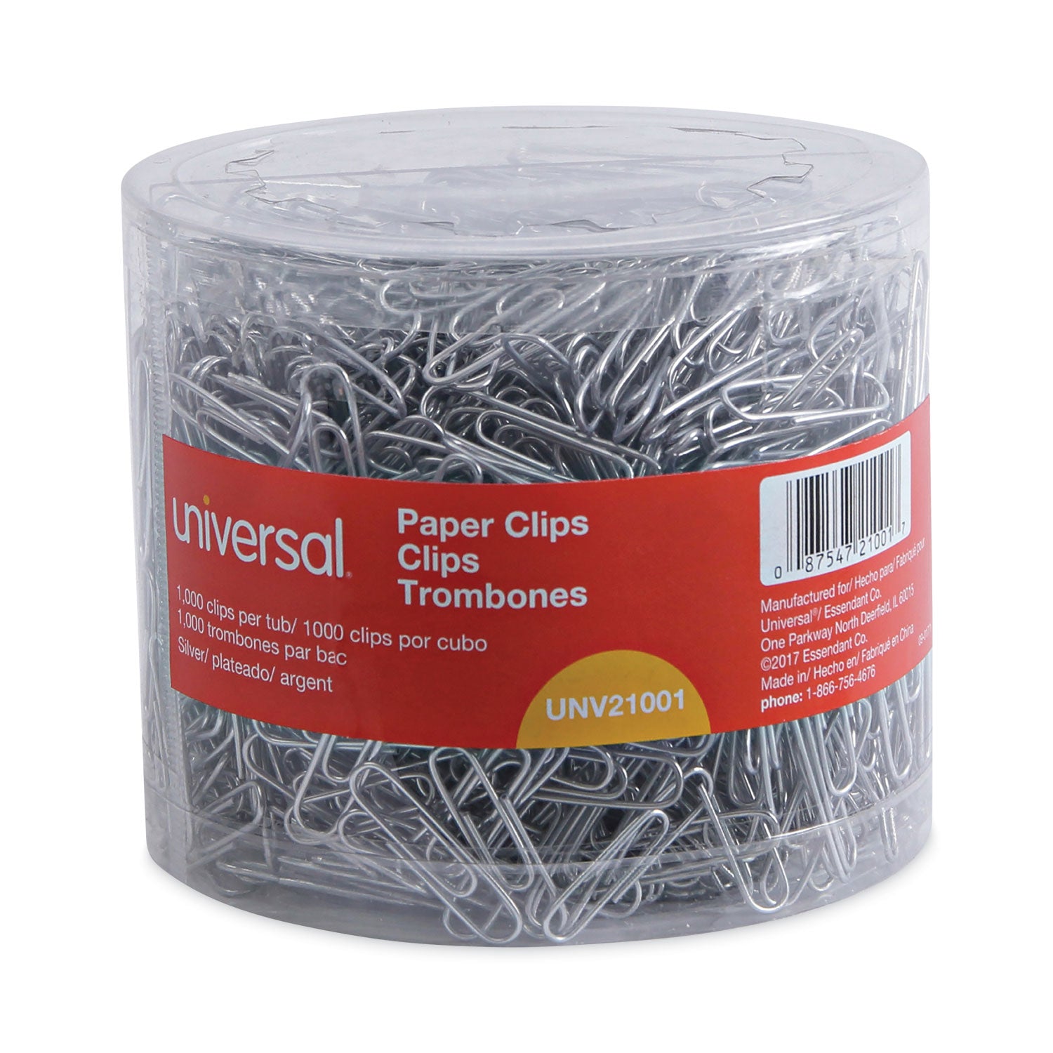 plastic-coated-paper-clips-with-two-compartment-dispenser-tub-750-#2-clips-250-jumbo-clips-silver_unv21001 - 2