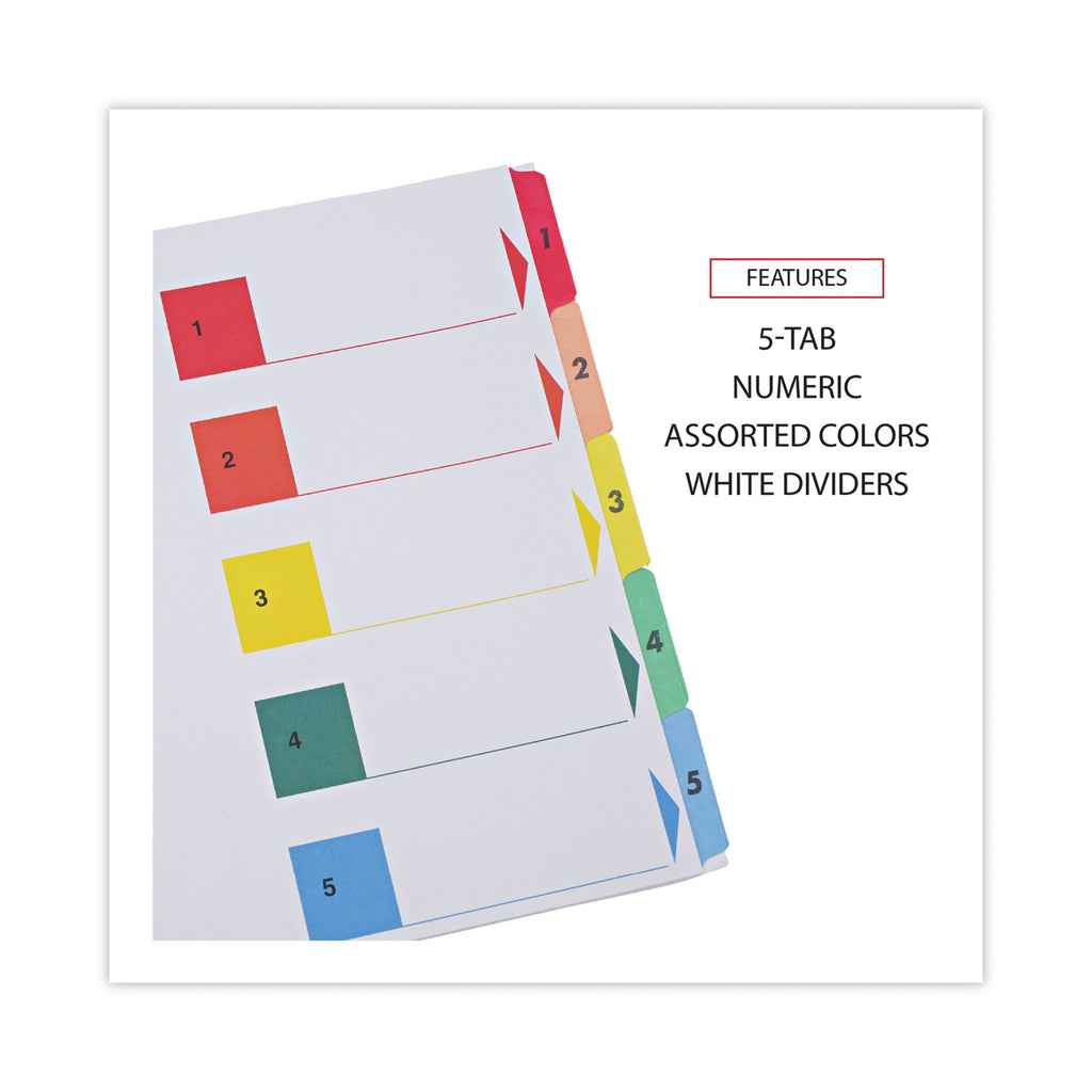 Deluxe Table of Contents Dividers for Printers, 5-Tab, 1 to 5; Table Of Contents, 11 x 8.5, White, 6 Sets - 