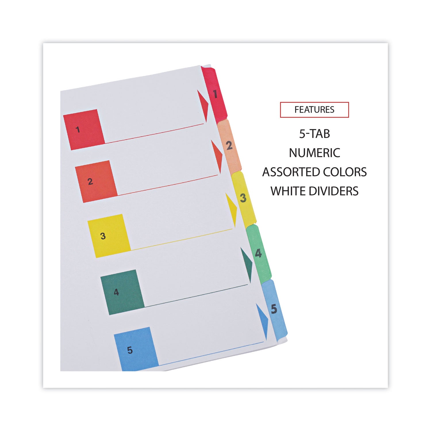 Deluxe Table of Contents Dividers for Printers, 5-Tab, 1 to 5; Table Of Contents, 11 x 8.5, White, 6 Sets - 