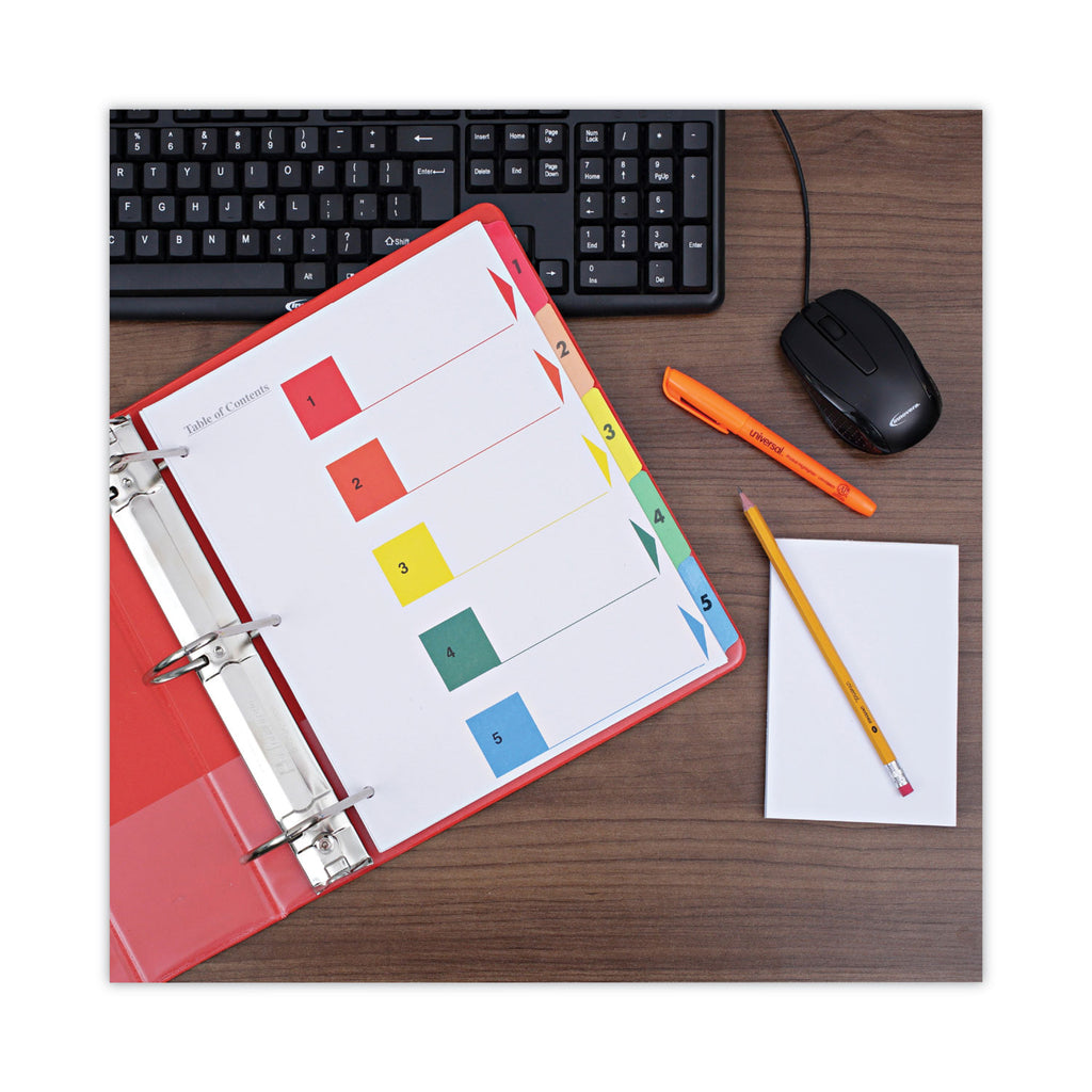 Deluxe Table of Contents Dividers for Printers, 5-Tab, 1 to 5; Table Of Contents, 11 x 8.5, White, 6 Sets - 