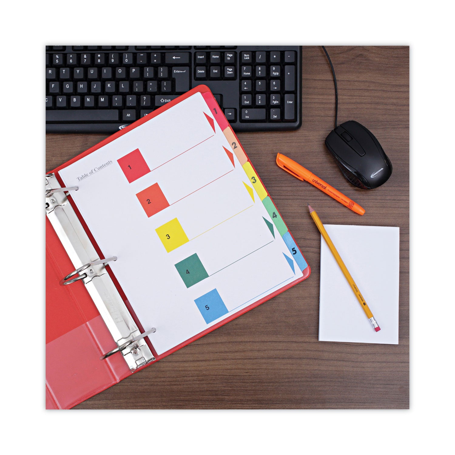 Deluxe Table of Contents Dividers for Printers, 5-Tab, 1 to 5; Table Of Contents, 11 x 8.5, White, 6 Sets - 