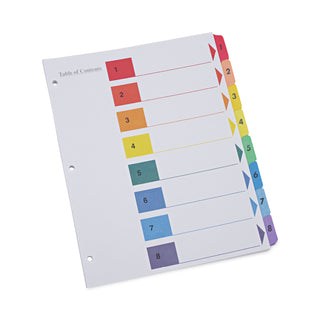 Deluxe Table of Contents Dividers for Printers, 8-Tab, 1 to 8; Table Of Contents, 11 x 8.5, White, 6 Sets - 