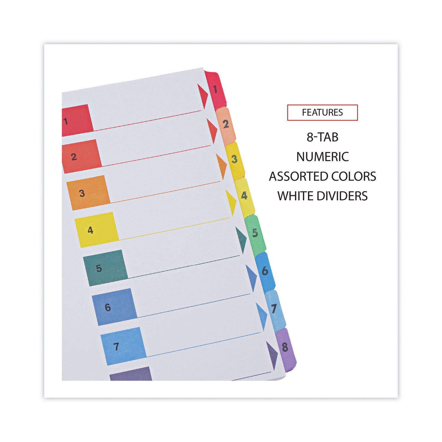 Deluxe Table of Contents Dividers for Printers, 8-Tab, 1 to 8; Table Of Contents, 11 x 8.5, White, 6 Sets - 