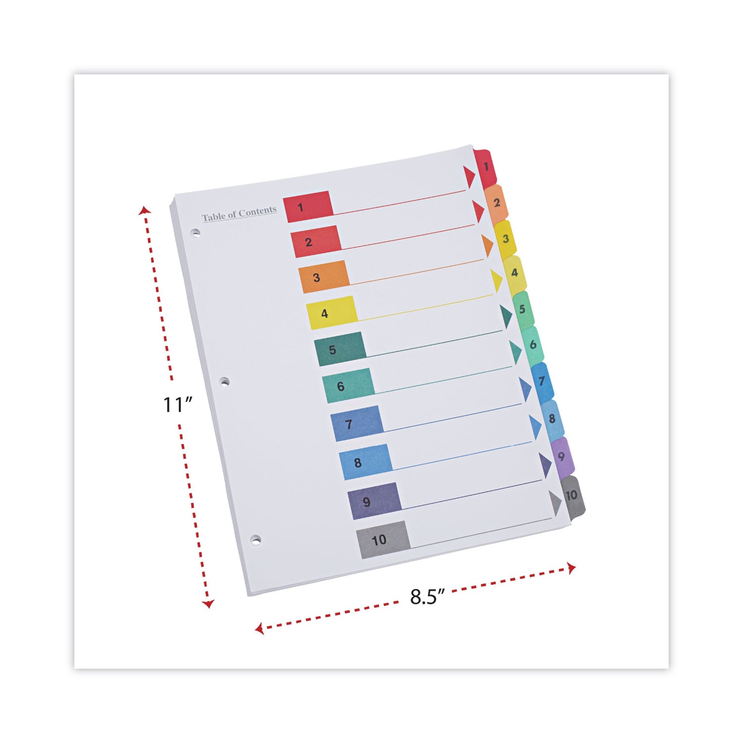 Deluxe Table of Contents Dividers for Printers, 10-Tab, 1 to 10; Table Of Contents, 11 x 8.5, White, 6 Sets