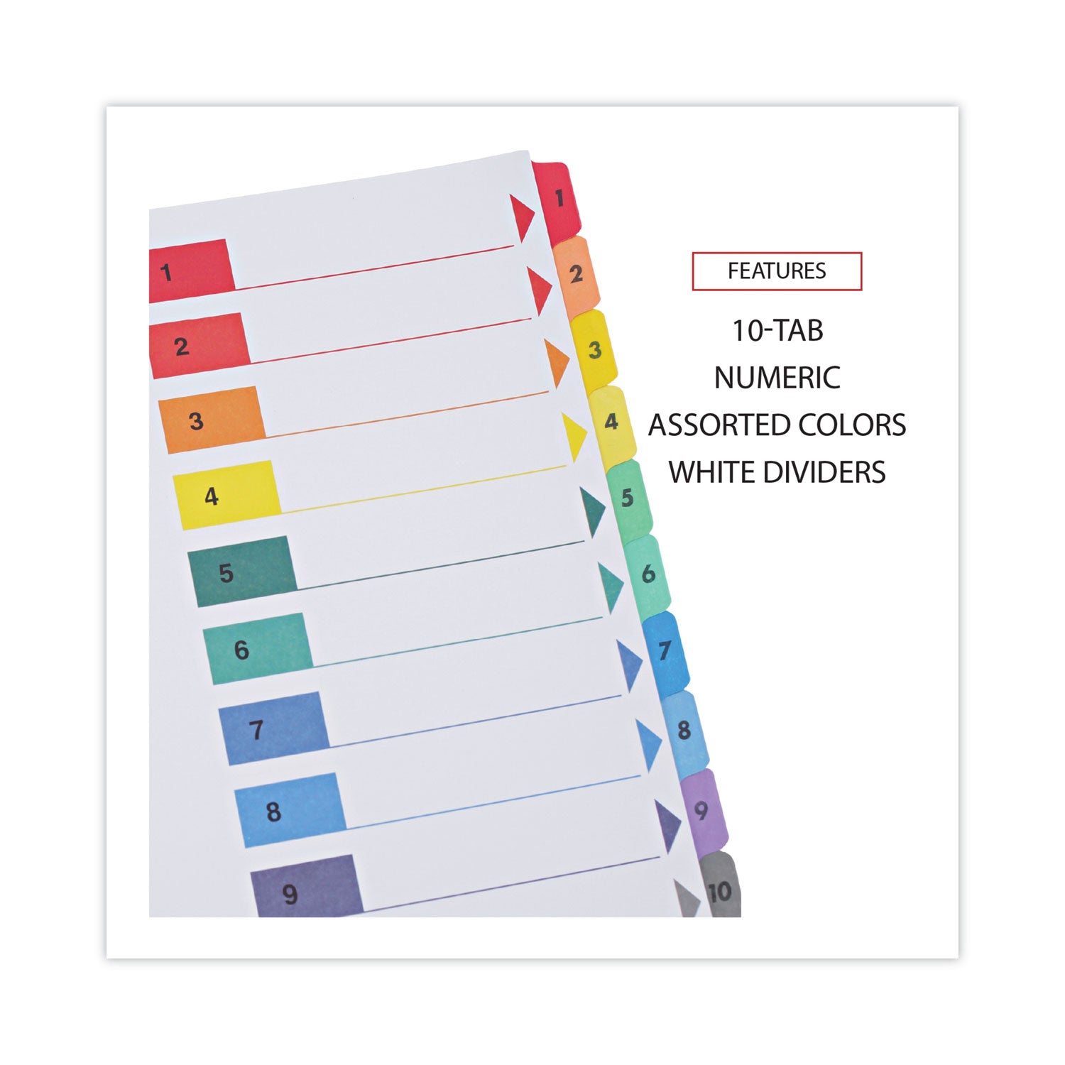 Deluxe Table of Contents Dividers for Printers, 10-Tab, 1 to 10; Table Of Contents, 11 x 8.5, White, 6 Sets - 