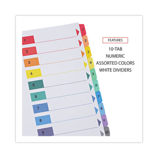 Deluxe Table of Contents Dividers for Printers, 10-Tab, 1 to 10; Table Of Contents, 11 x 8.5, White, 6 Sets - 