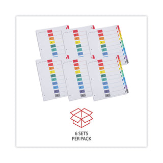 Deluxe Table of Contents Dividers for Printers, 10-Tab, 1 to 10; Table Of Contents, 11 x 8.5, White, 6 Sets - 