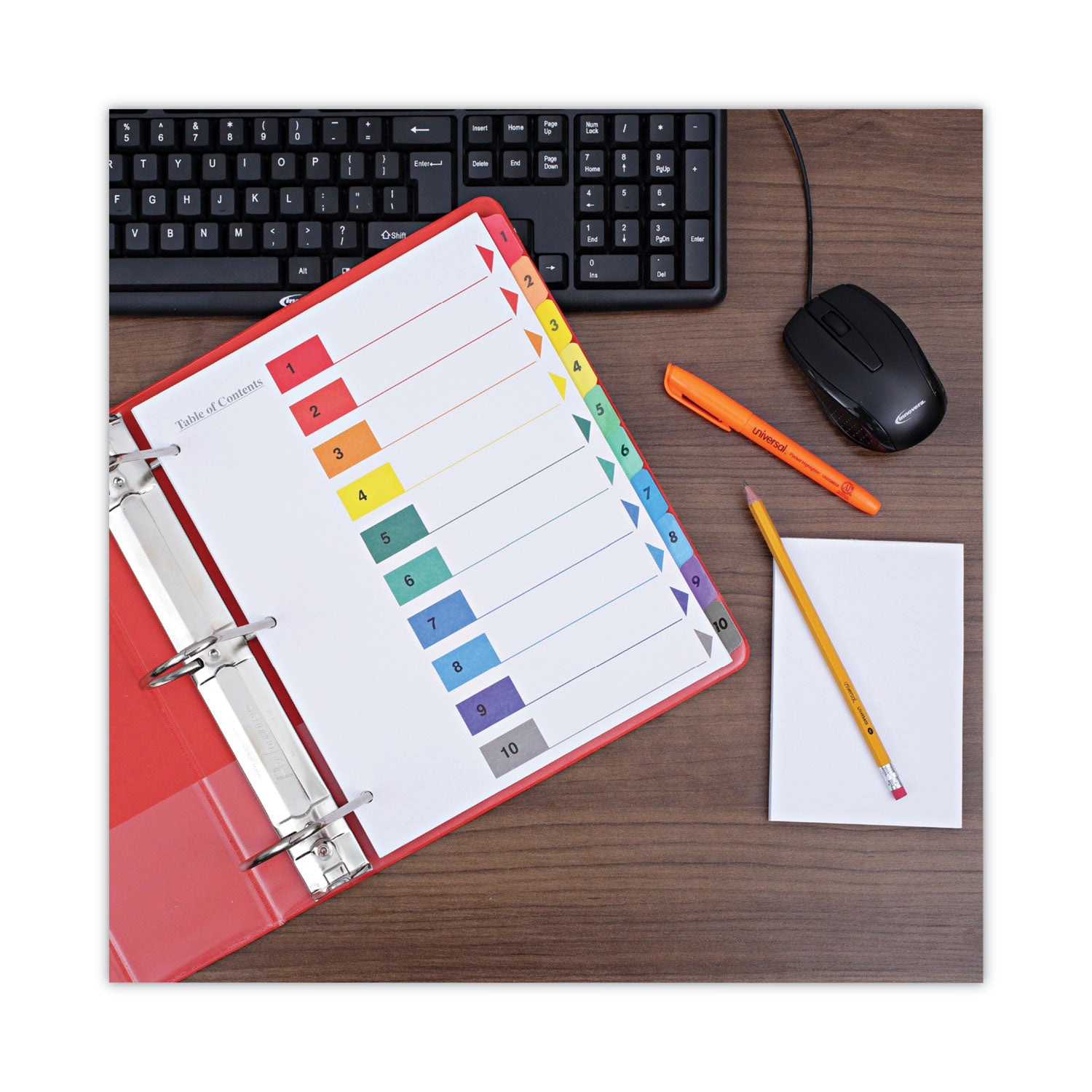 Deluxe Table of Contents Dividers for Printers, 10-Tab, 1 to 10; Table Of Contents, 11 x 8.5, White, 6 Sets - 