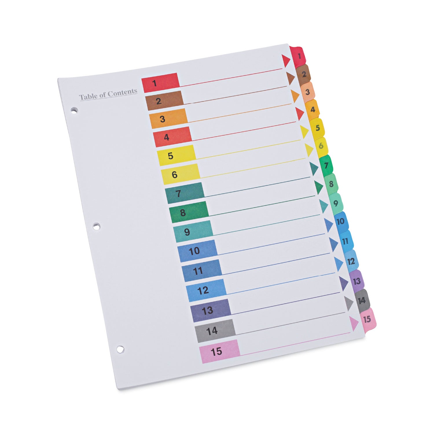Deluxe Table of Contents Dividers for Printers, 15-Tab, 1 to 15; Table Of Contents, 11 x 8.5, White, 6 Sets - 