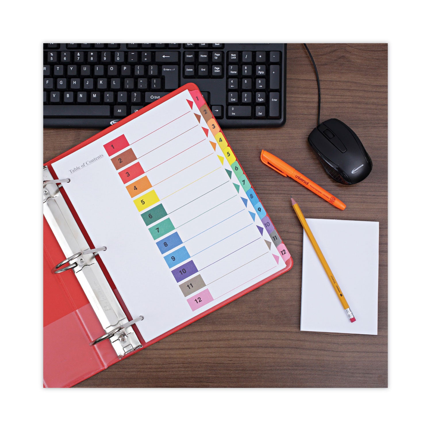 Deluxe Table of Contents Dividers for Printers, 12-Tab, 1 to 12; Table Of Contents, 11 x 8.5, White, 6 Sets - 