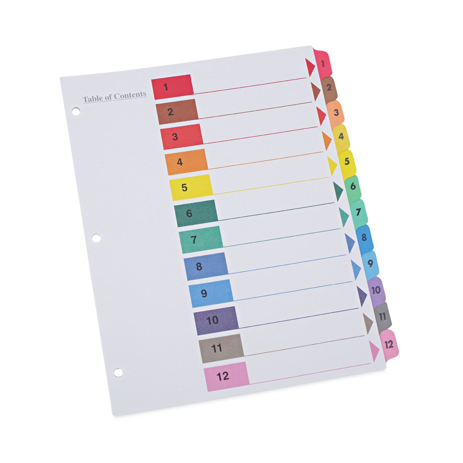 Deluxe Table of Contents Dividers for Printers, 12-Tab, 1 to 12; Table Of Contents, 11 x 8.5, White, 6 Sets - 