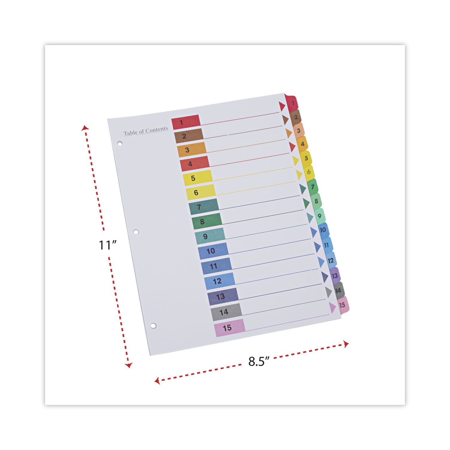 Deluxe Table of Contents Dividers for Printers, 15-Tab, 1 to 15; Table Of Contents, 11 x 8.5, White, 6 Sets - 