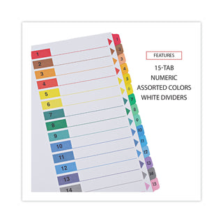Deluxe Table of Contents Dividers for Printers, 15-Tab, 1 to 15; Table Of Contents, 11 x 8.5, White, 6 Sets - 