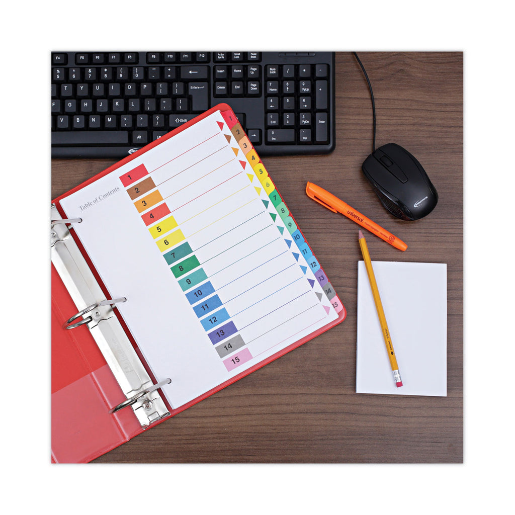 Deluxe Table of Contents Dividers for Printers, 15-Tab, 1 to 15; Table Of Contents, 11 x 8.5, White, 6 Sets - 