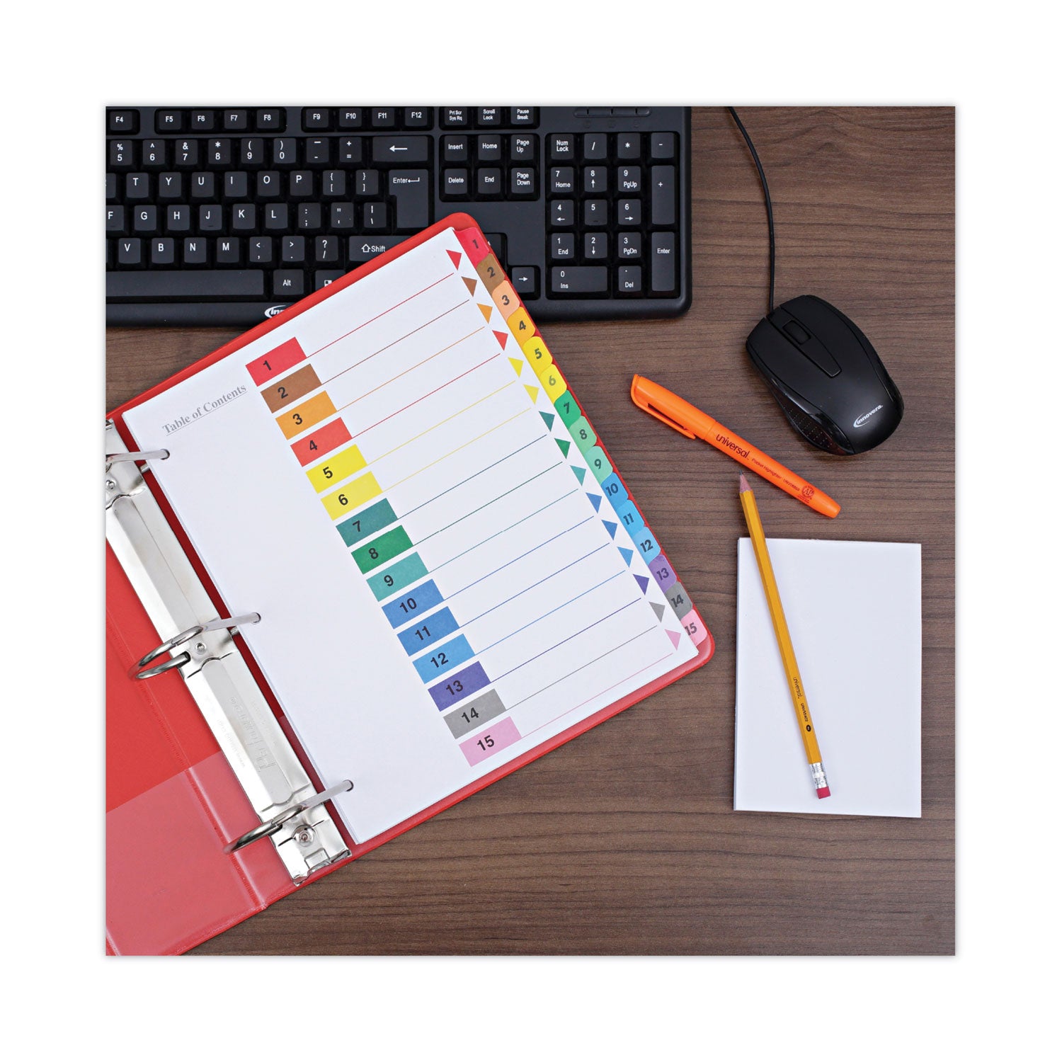 Deluxe Table of Contents Dividers for Printers, 15-Tab, 1 to 15; Table Of Contents, 11 x 8.5, White, 6 Sets - 