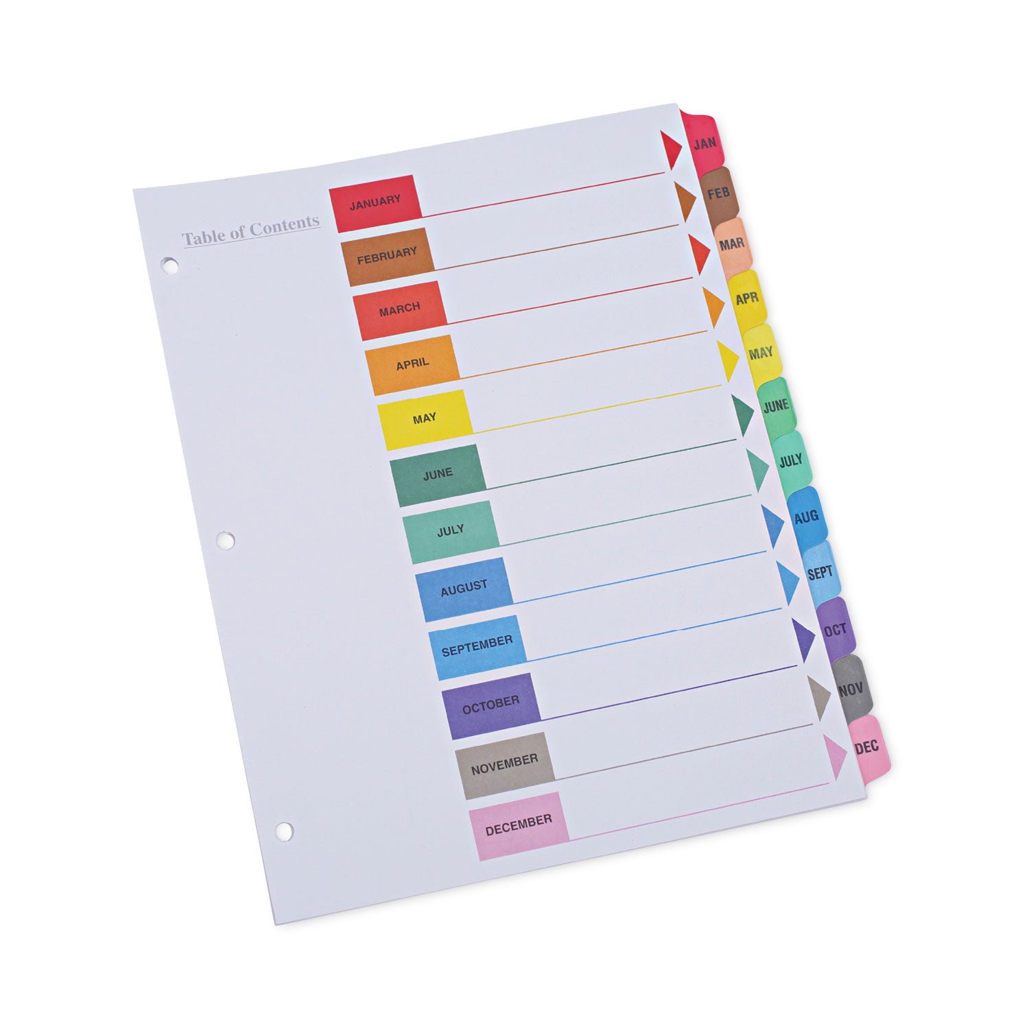 Deluxe Table of Contents Dividers for Printers, 12-Tab, Jan. to Dec., 11 x 8.5, White, 1 Set - 