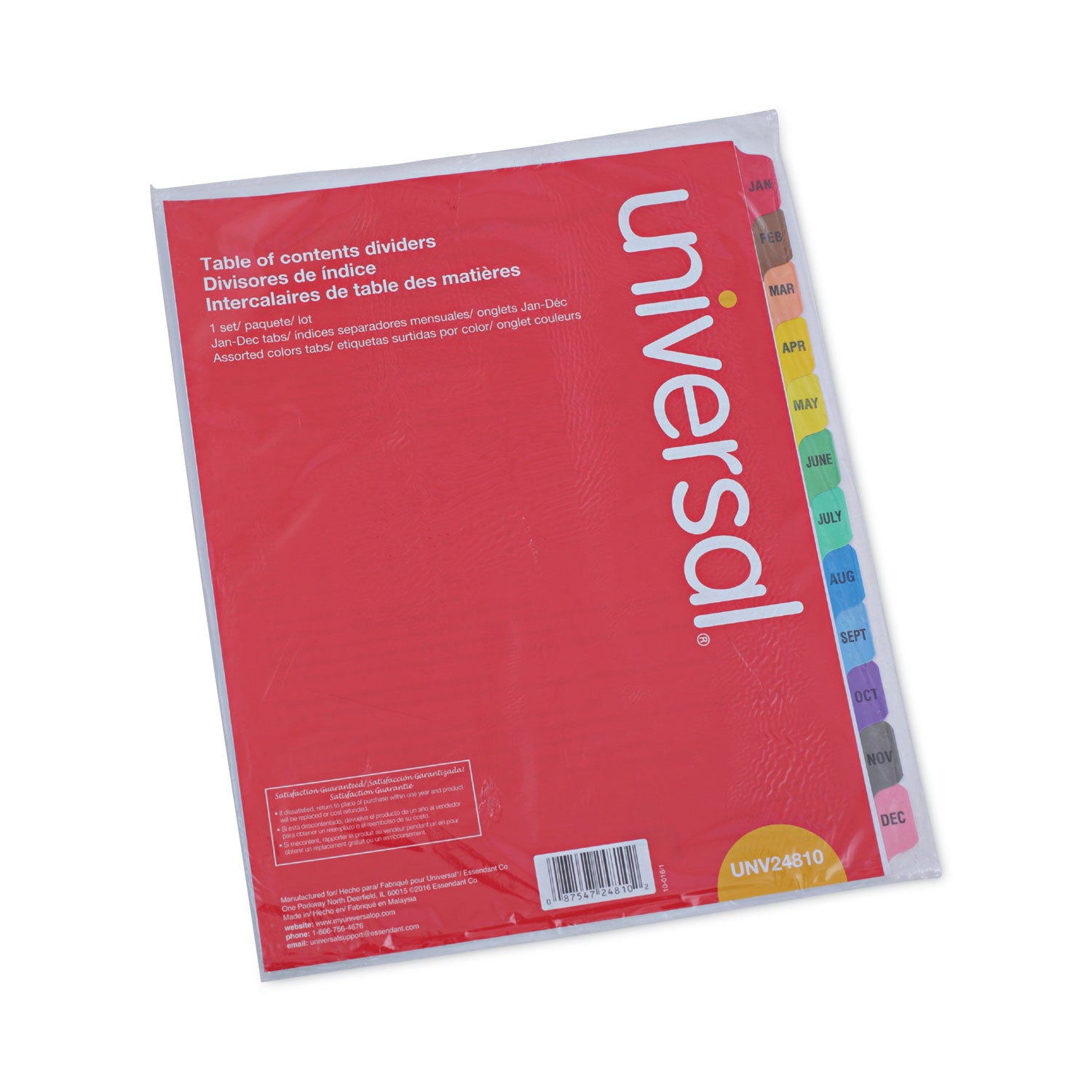Deluxe Table of Contents Dividers for Printers, 12-Tab, Jan. to Dec., 11 x 8.5, White, 1 Set - 