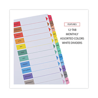 Deluxe Table of Contents Dividers for Printers, 12-Tab, Jan. to Dec., 11 x 8.5, White, 1 Set - 