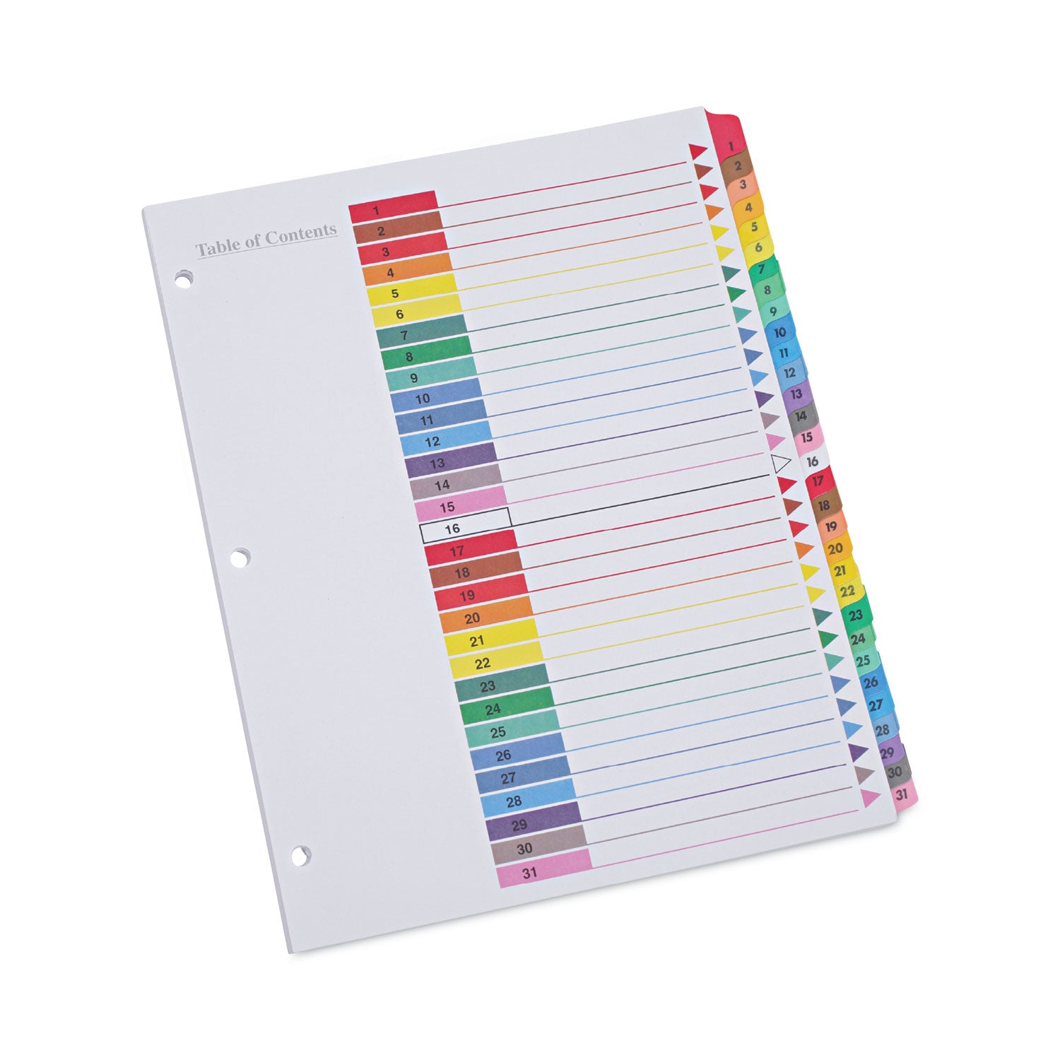 Deluxe Table of Contents Dividers for Printers, 31-Tab, 1 to 31, 11 x 8.5, White, 1 Set - 