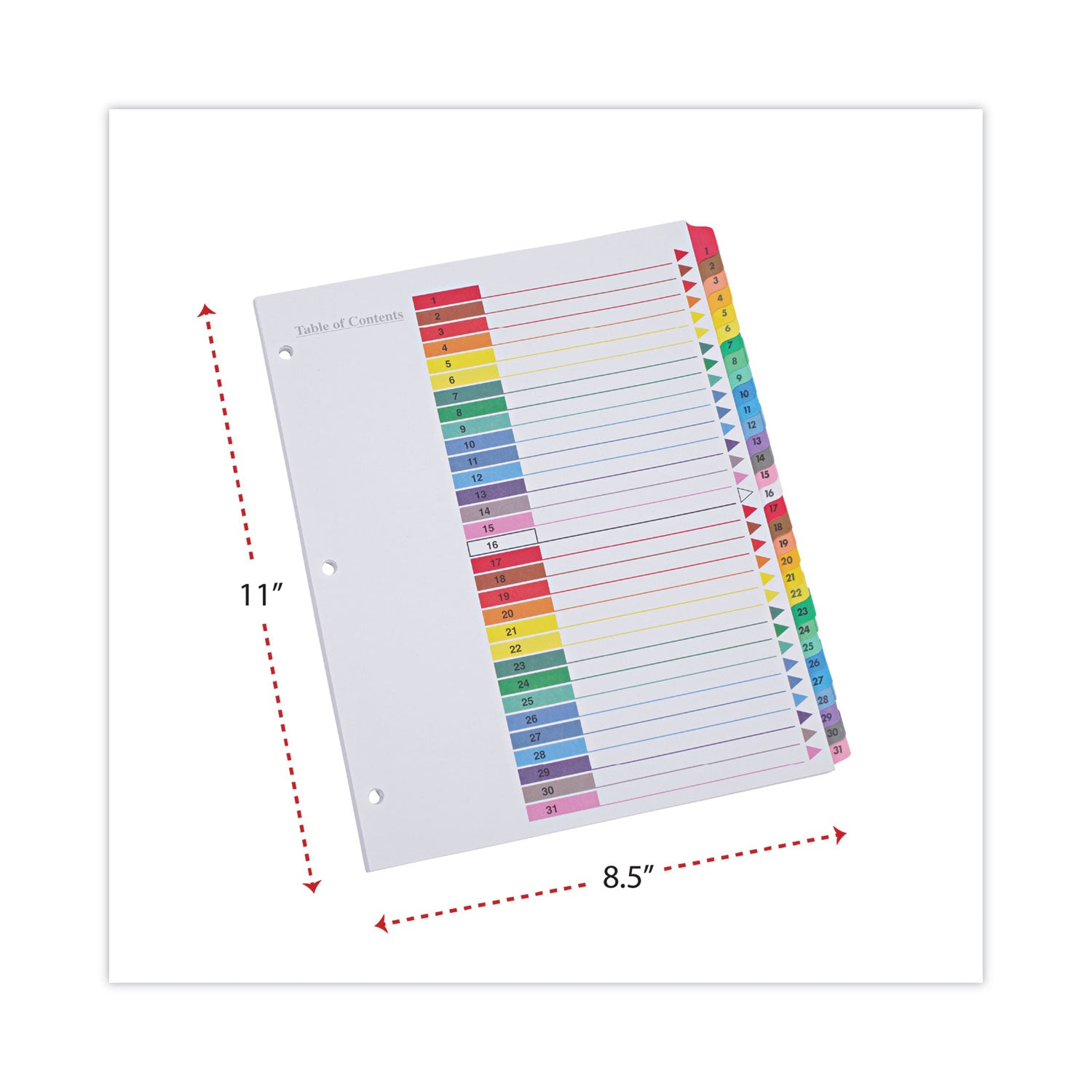 Deluxe Table of Contents Dividers for Printers, 31-Tab, 1 to 31, 11 x 8.5, White, 1 Set - 