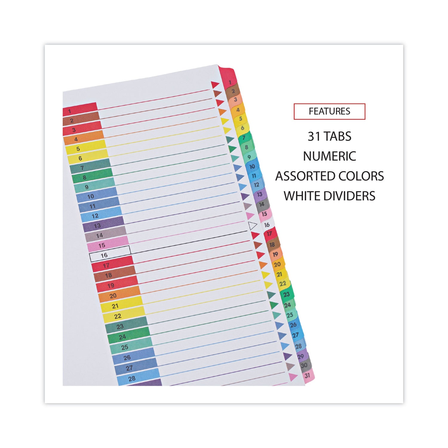 Deluxe Table of Contents Dividers for Printers, 31-Tab, 1 to 31, 11 x 8.5, White, 1 Set - 