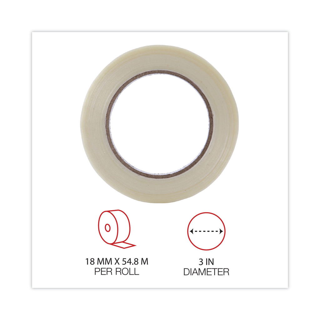 120# Utility Grade Filament Tape, 3" Core, 18 mm x 54.8 m, Clear - 