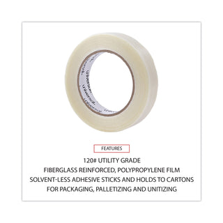 120# Utility Grade Filament Tape, 3" Core, 24 mm x 54.8 m, Clear - 