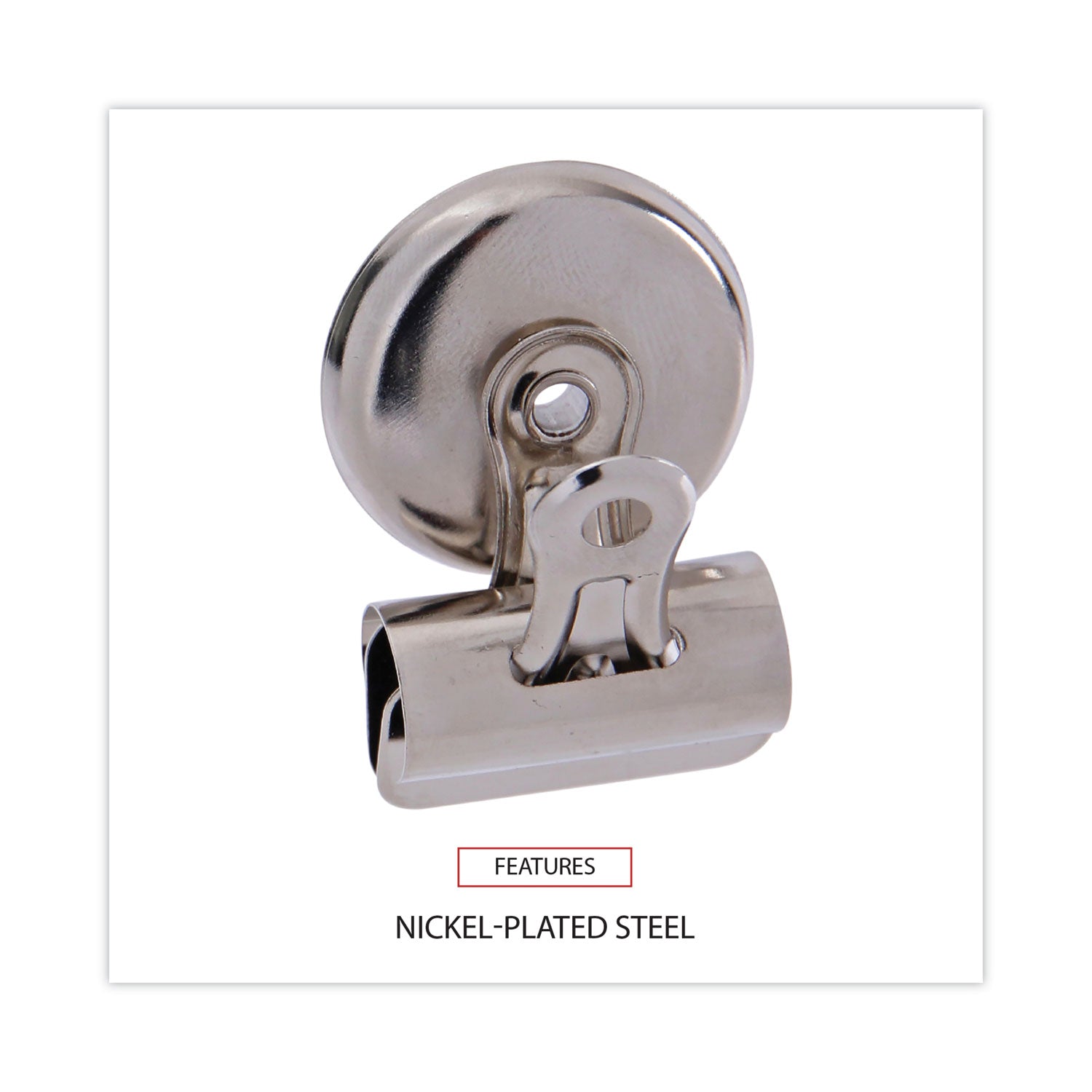 Bulldog Magnetic Clips, Small, Nickel, 18/Pack
