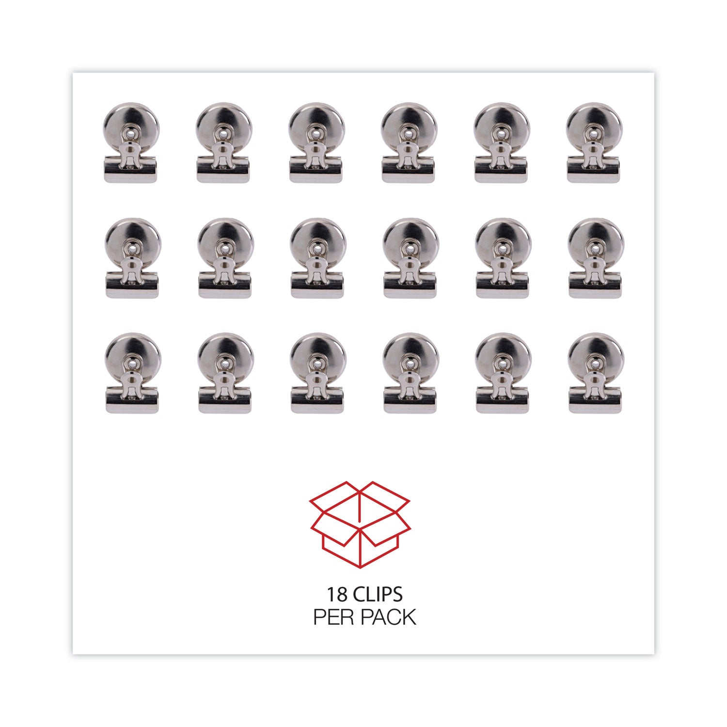 Bulldog Magnetic Clips, Small, Nickel, 18/Pack