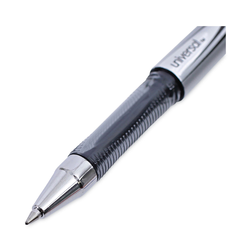 Gel Pen, Stick, Medium 0.7 mm, Black Ink, Silver/Black Barrel, Dozen