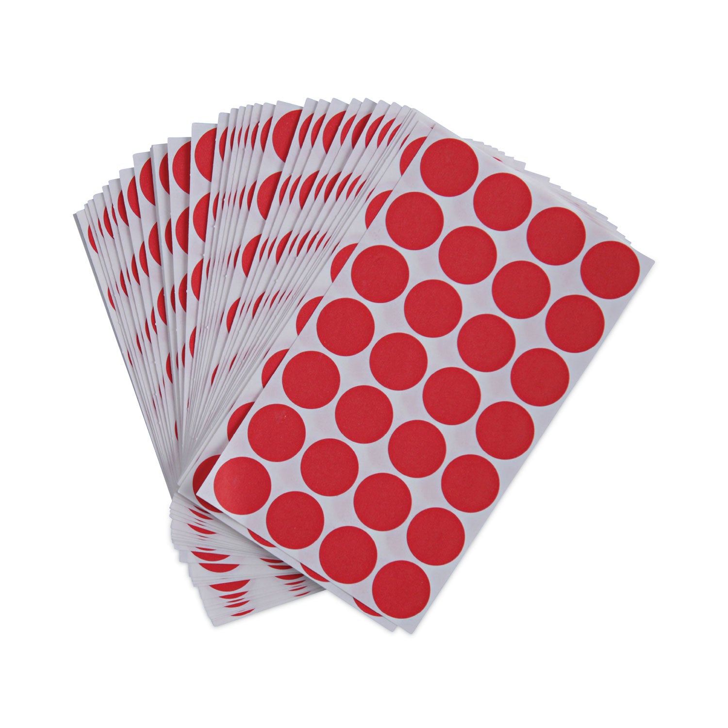 Self-Adhesive Removable Color-Coding Labels, 0.75" dia, Red, 28/Sheet, 36 Sheets/Pack - 