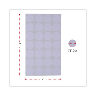 Self-Adhesive Removable Color-Coding Labels, 0.75" dia, White, 28/Sheet, 36 Sheets/Pack
