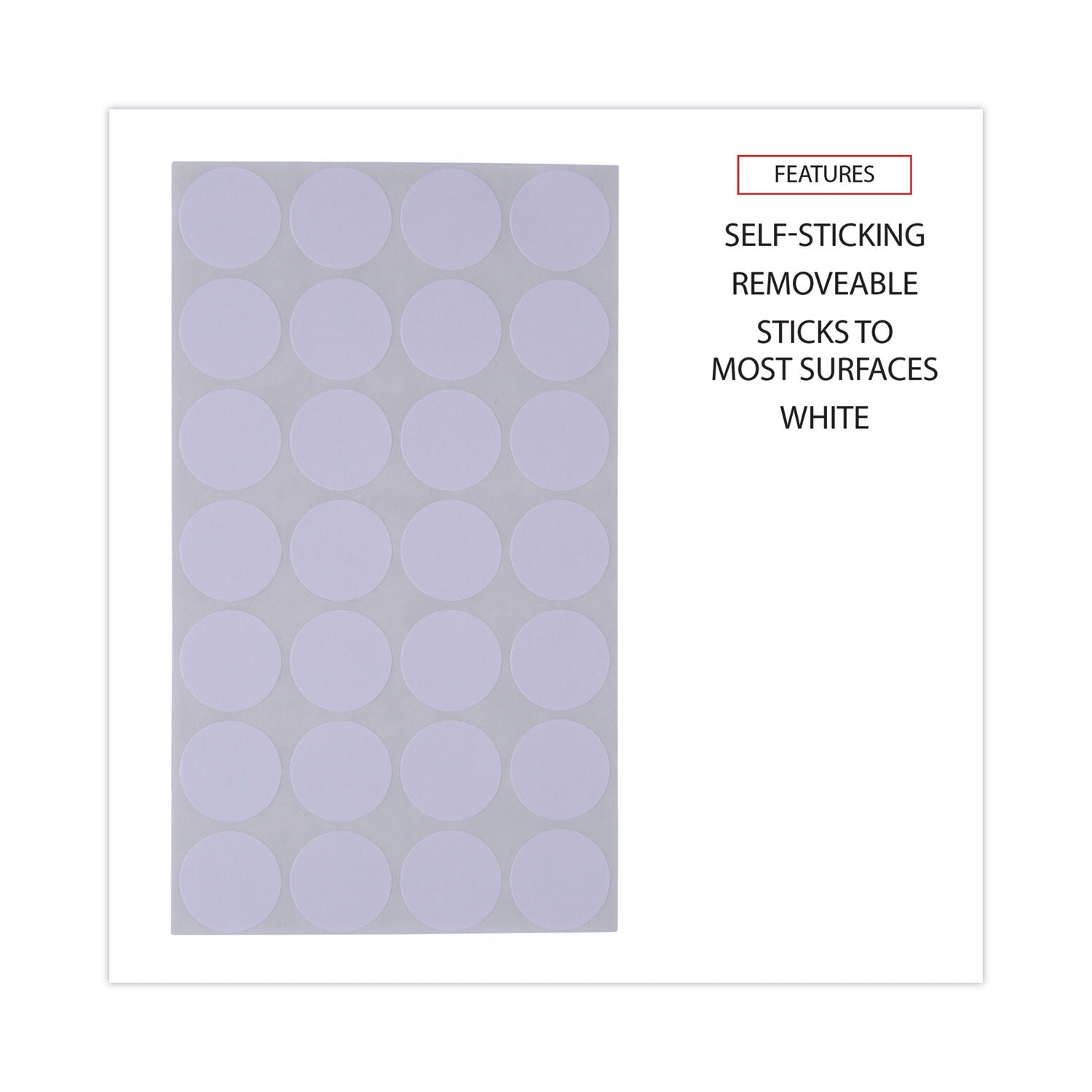 Self-Adhesive Removable Color-Coding Labels, 0.75" dia, White, 28/Sheet, 36 Sheets/Pack