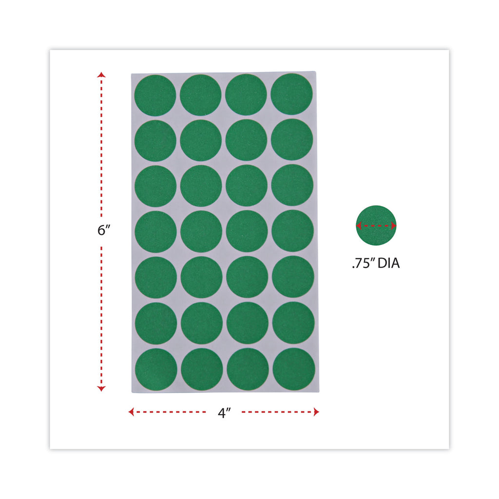 Self-Adhesive Removable Color-Coding Labels, 0.75" dia, Green, 28/Sheet, 36 Sheets/Pack - 