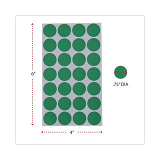Self-Adhesive Removable Color-Coding Labels, 0.75" dia, Green, 28/Sheet, 36 Sheets/Pack - 