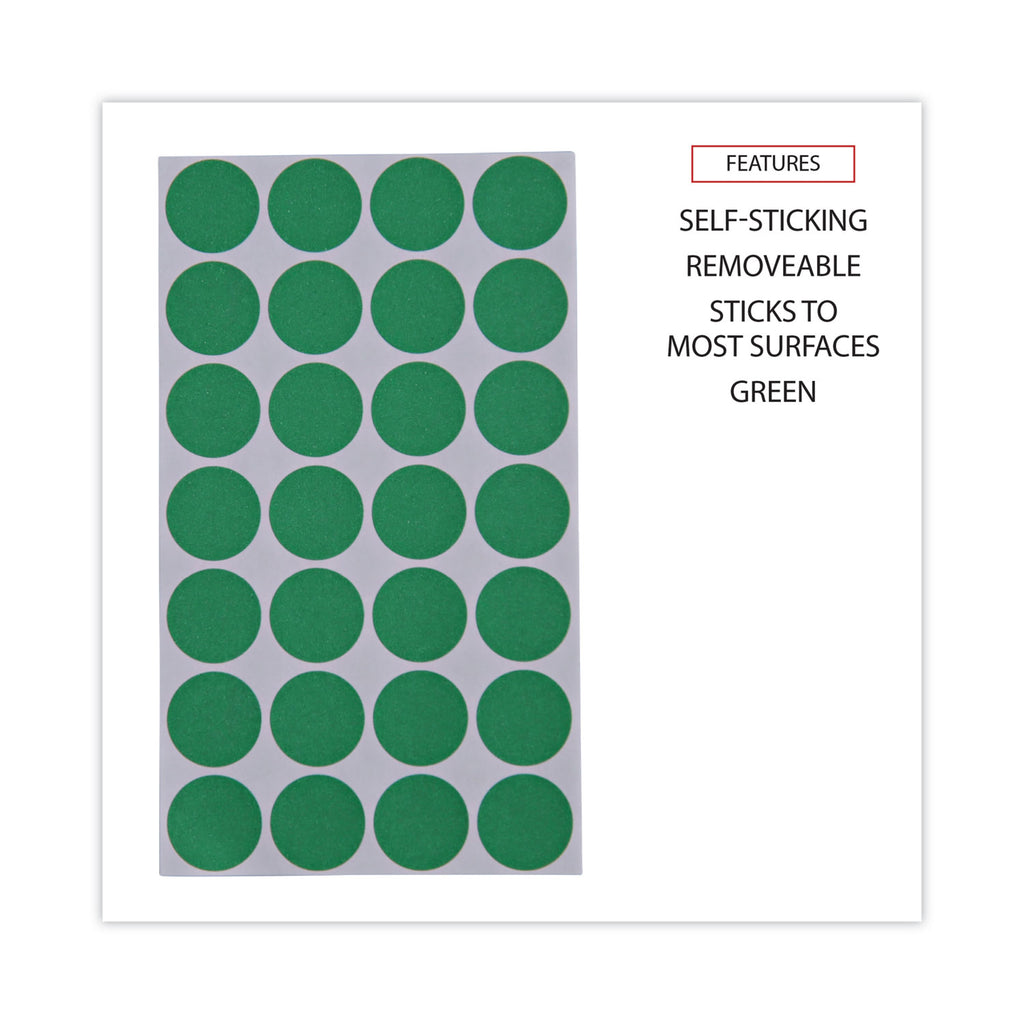 Self-Adhesive Removable Color-Coding Labels, 0.75" dia, Green, 28/Sheet, 36 Sheets/Pack - 