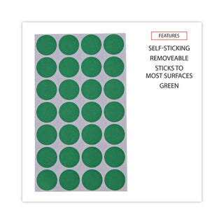 Self-Adhesive Removable Color-Coding Labels, 0.75" dia, Green, 28/Sheet, 36 Sheets/Pack - 