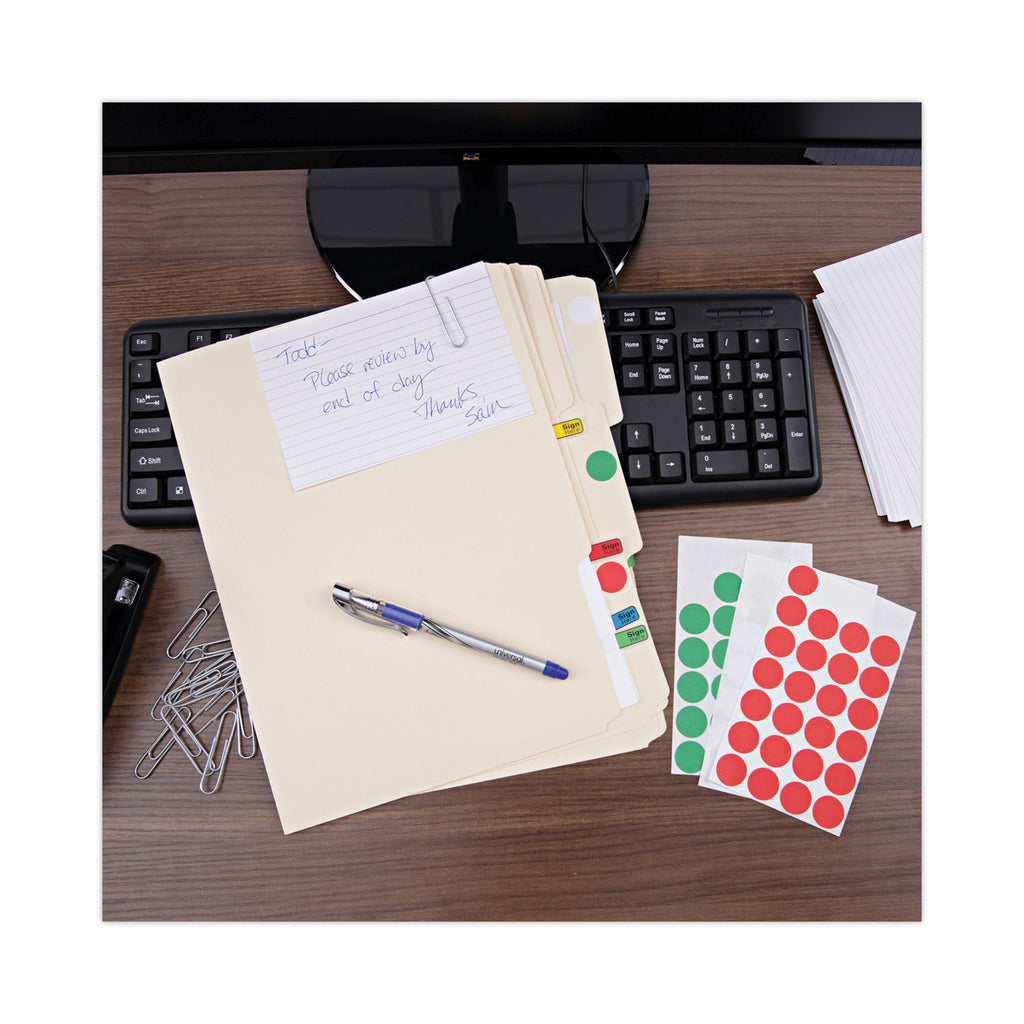Self-Adhesive Removable Color-Coding Labels, 0.75" dia, Green, 28/Sheet, 36 Sheets/Pack - 