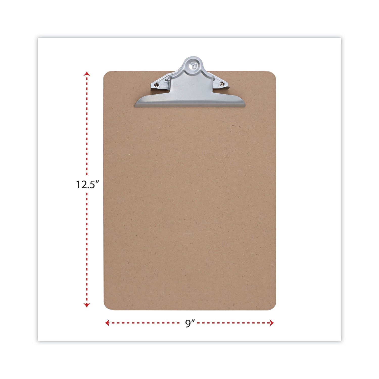 Hardboard Clipboard, 1.25" Clip Capacity, Holds 8.5 x 11 Sheets, Brown - 