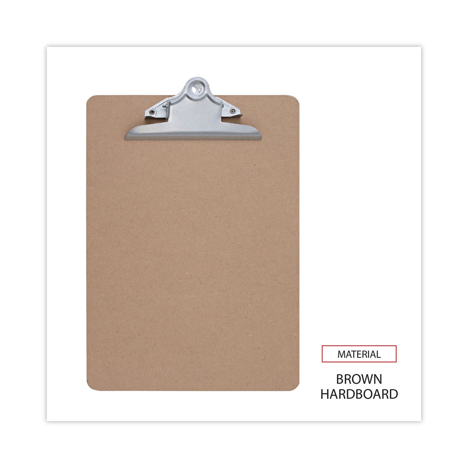 Hardboard Clipboard, 1.25" Clip Capacity, Holds 8.5 x 11 Sheets, Brown - 