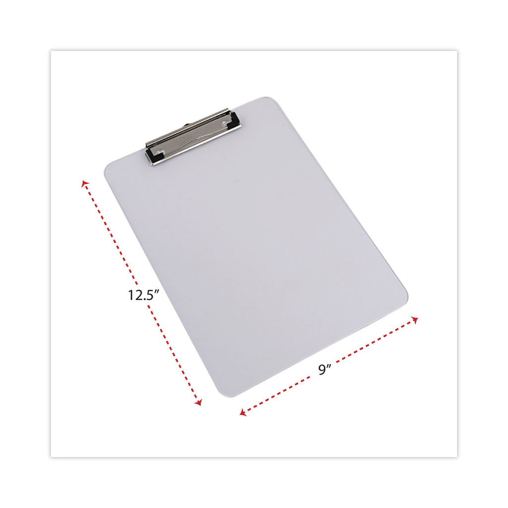 Plastic Clipboard with Low Profile Clip, 0.5" Clip Capacity, Holds 8.5 x 11 Sheets, Clear