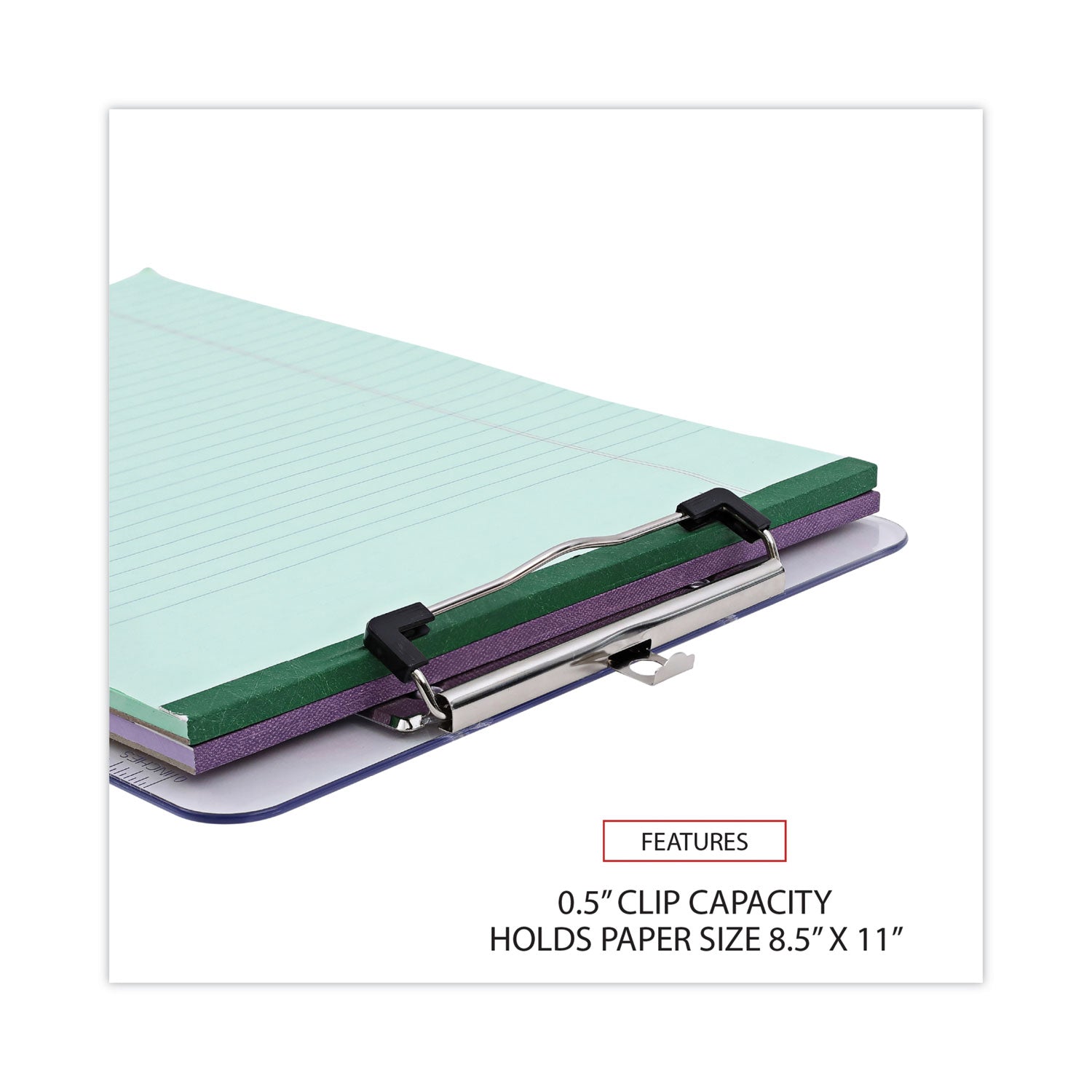 Plastic Clipboard with Low Profile Clip, 0.5" Clip Capacity, Holds 8.5 x 11 Sheets, Clear