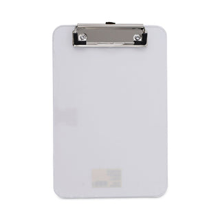 Plastic Clipboard with Low Profile Clip, 0.5" Clip Capacity, Holds 5 x 8 Sheets, Clear