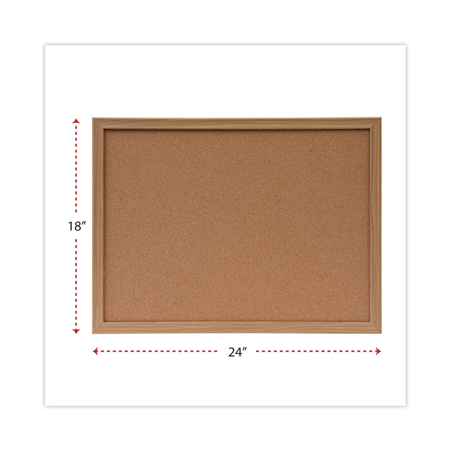 Cork Board with Oak Style Frame, 24 x 18, Tan Surface - 